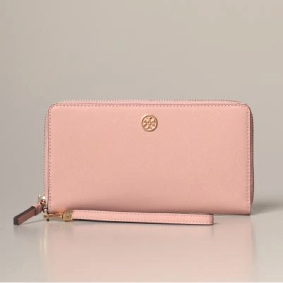 Tory Burch Pink Robinson Long Travel Wallet